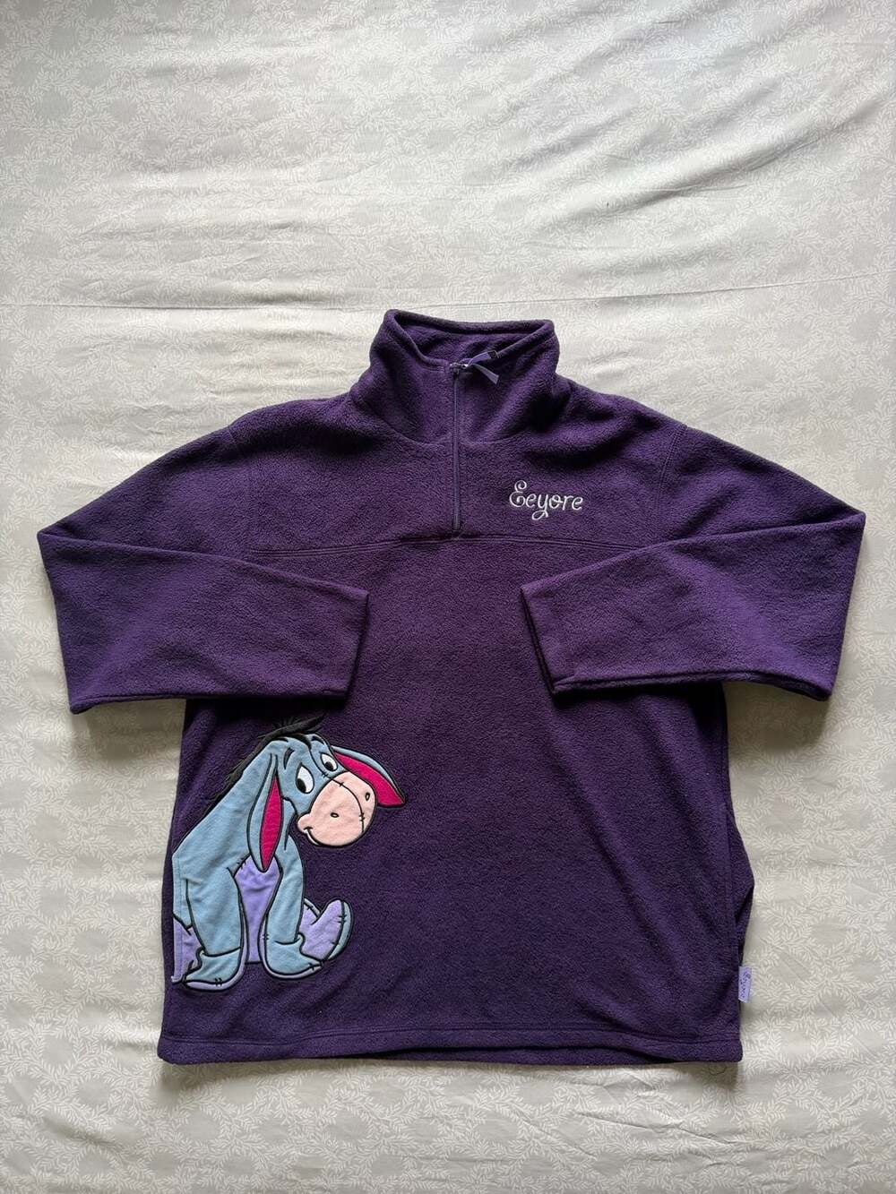 Disney Purple Eeyore Winnie the Pooh 1/4 Zip Fleece Pullover Sweatshirt Jacket